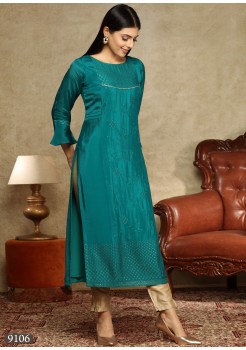 Dark Green Color Georgette /Chiffon Kurti 